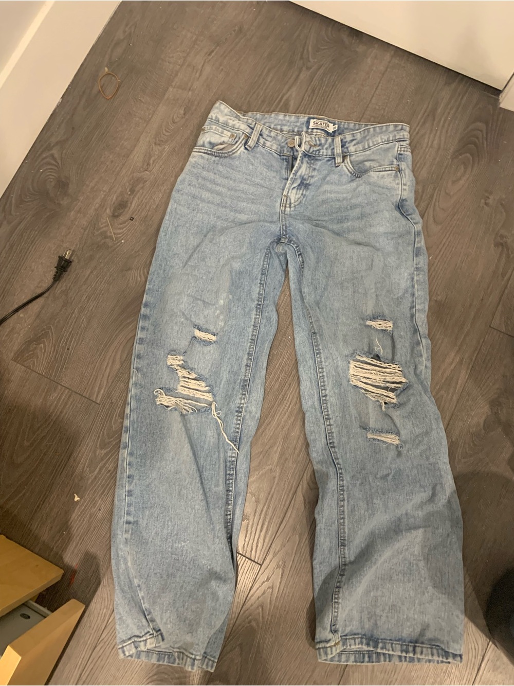 Urban Planet Light Blue Distressed Straight Leg Jeans